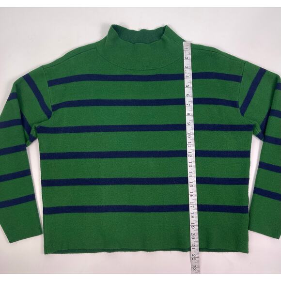 Maeve by Anthropologie Green Blue Striped Turtleneck Sweater Women’s XXS - Picture 7 of 9